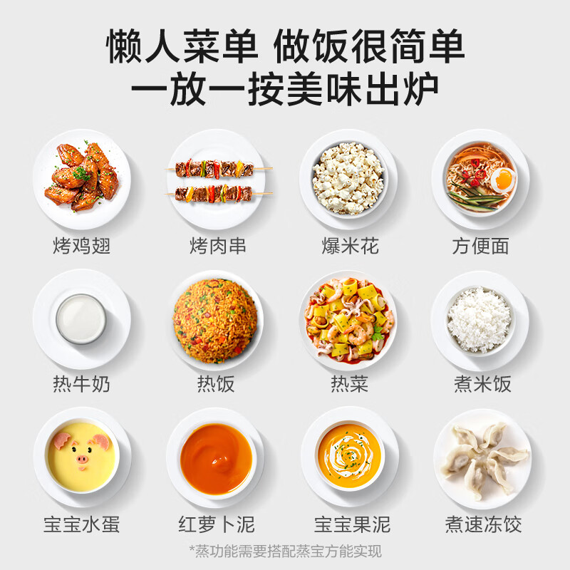 美的（Midea）微波炉烤箱一体机 900W变频 光波炉烧烤 智能湿度感应/智能解冻/23升平板/一级能效（X3-233A）