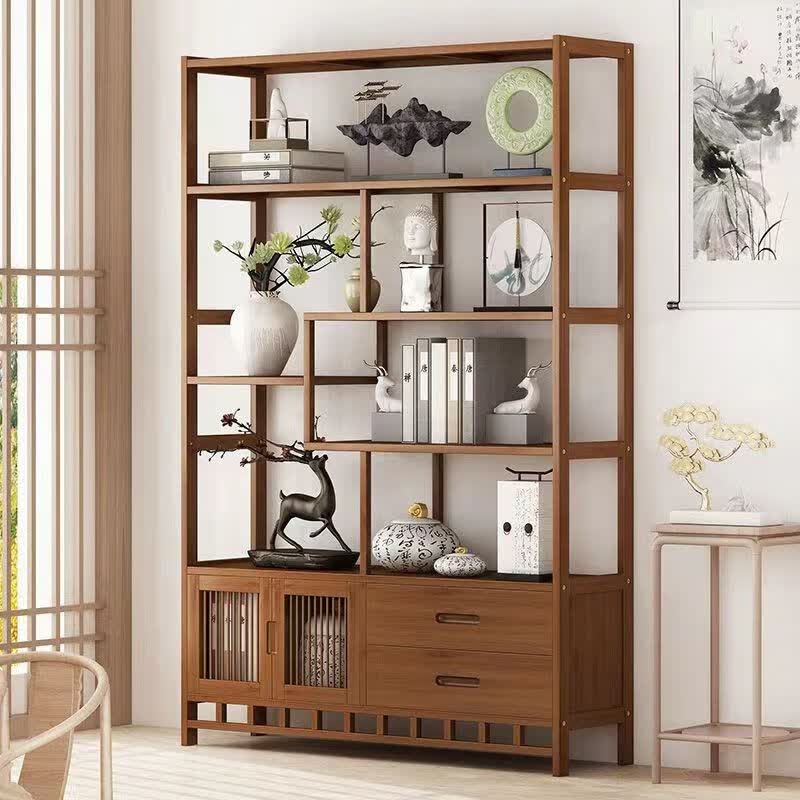 美佳朗博古架新中式多宝阁茶叶展示柜现代简约实木置物架子办公室背景柜 【常规款无抽屉】5层80公分长使用感如何?