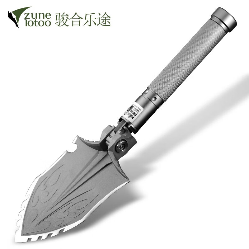 zunelotoo多功能工兵鏟野營垂釣魚鏟折疊兵工鏟子車載錳鋼鐵鍬中國德國工藝救援防身工具 精品狼刺