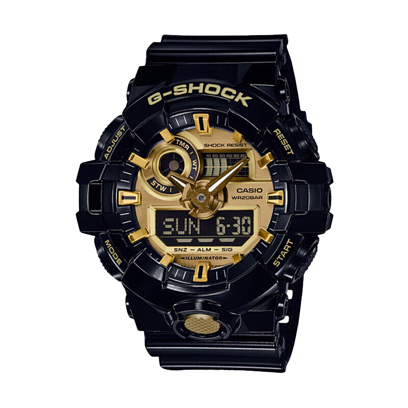 卡西欧(casio)手表 g-shock系列超酷防水双显运动男表 ga-710gb-1a