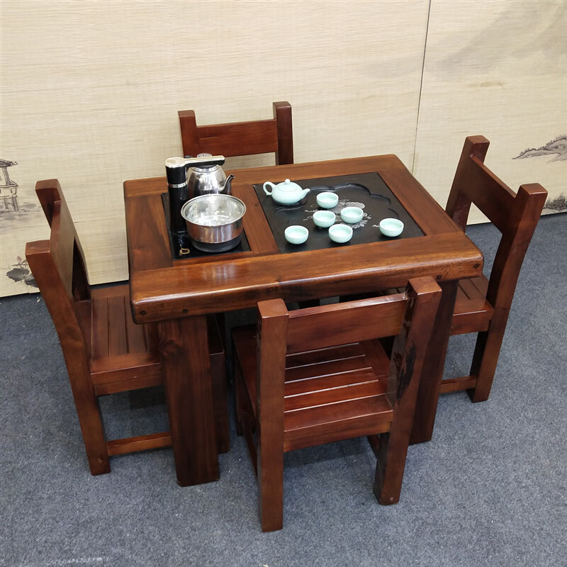 杞沐实木新料茶桌小型阳台茶台家用实木中式家具功夫茶几户外茶桌椅