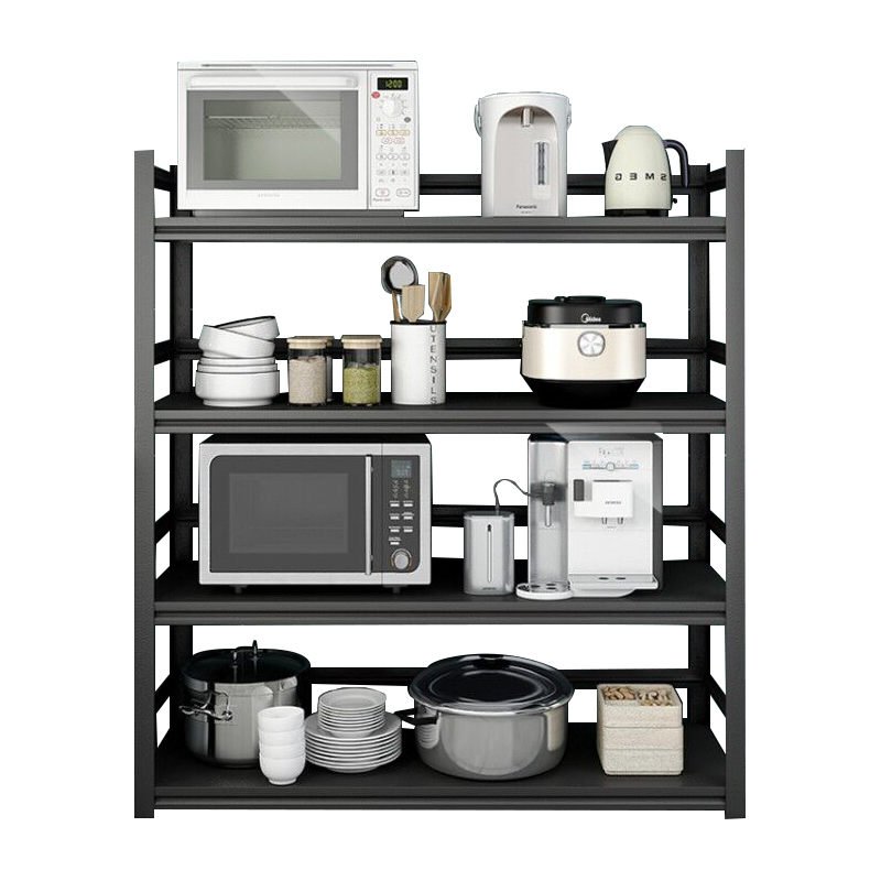 三只猩猩 厨房置物架落地多层微波炉架烤箱厨房收纳架子货架家用阳台储物架锅架 加厚四层高118CM 长80宽30