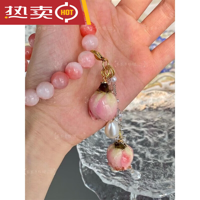 辽宁博物馆文创簪花辽宁省博物馆文创手串辽博文创手串辽博簪 干枯玫瑰树脂珠