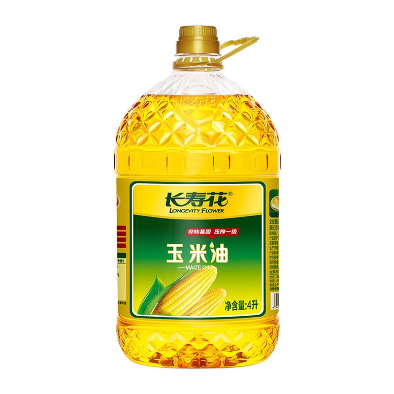 长寿花 玉米油4L升非转基因物理压榨一级食用油植物油