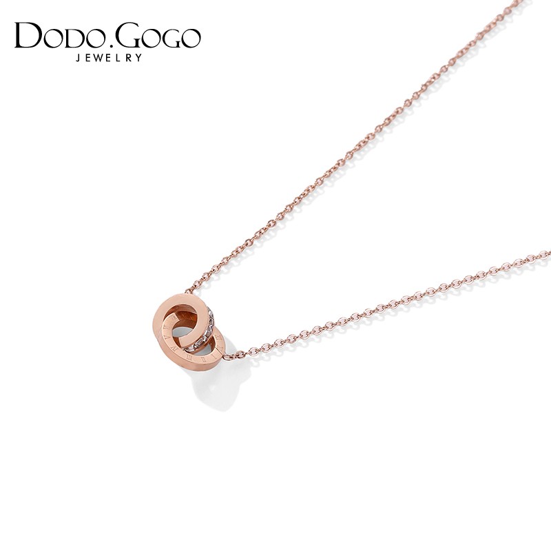 玫瑰金项链女小众设计感轻奢锁骨链2021年新款情侣520配饰夏 玫瑰金色