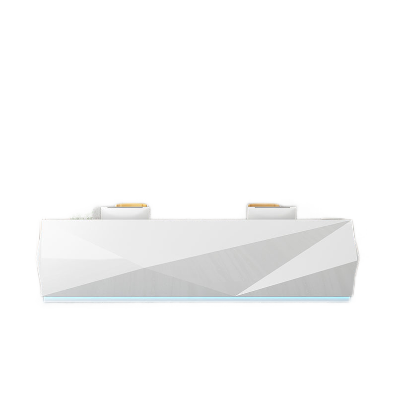 环迪公司前台接待台钢琴白色烤漆创意服务台简约现代办公迎宾台收银台 1.8米前台(一抽屉一键盘托)