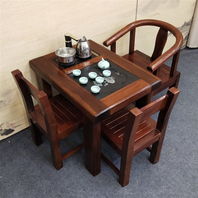 菲卡思  老船木茶桌小型阳台茶台家用实木中式家具功夫茶几户外茶桌椅