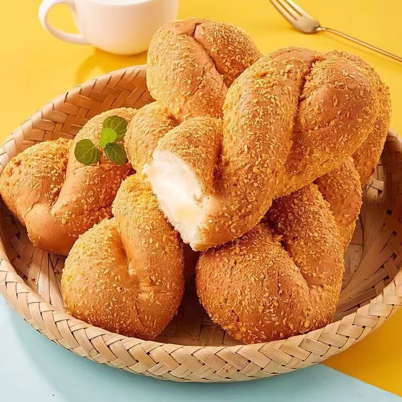 七点食分爆浆酸奶麻花面包老式手撕软夹心面包 麻花面包  10条 500g