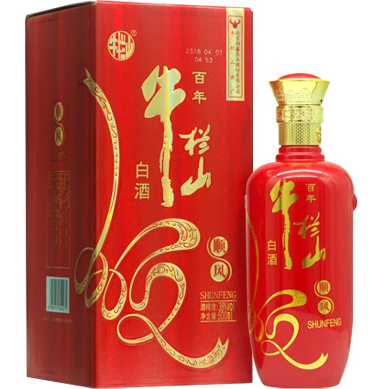 牛栏山 白酒 百年系列  顺系列白酒 浓香型 500ml*1瓶 盒装单瓶中秋
