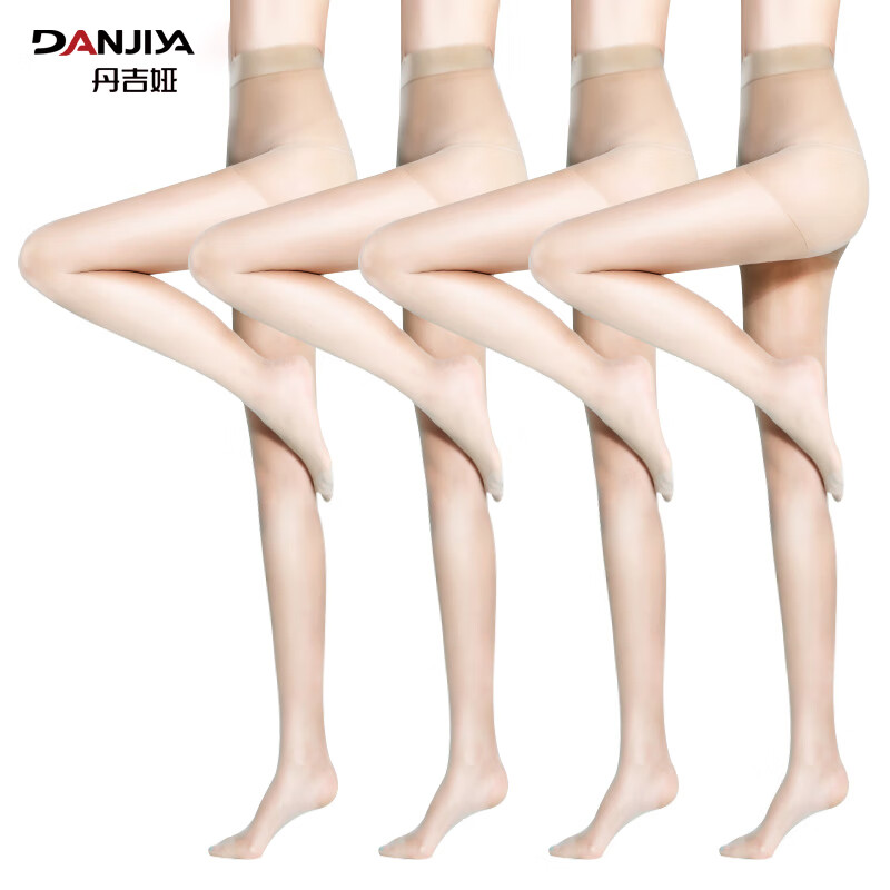 丹吉娅5条装女士丝袜超薄性感耐穿连裤袜长筒防勾丝肉色打底袜 5肤 均码