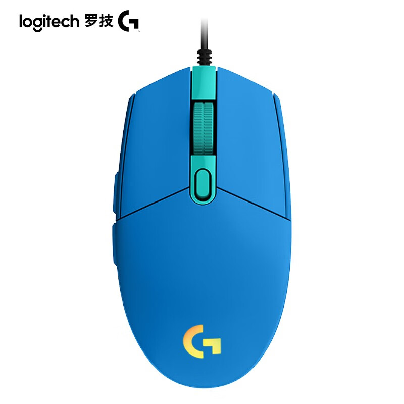 罗技（G）G102 电竞游戏鼠标 有线RGB鼠标 轻量化 吃鸡LOL英雄联盟 200-8000DPI G102第二代蓝色