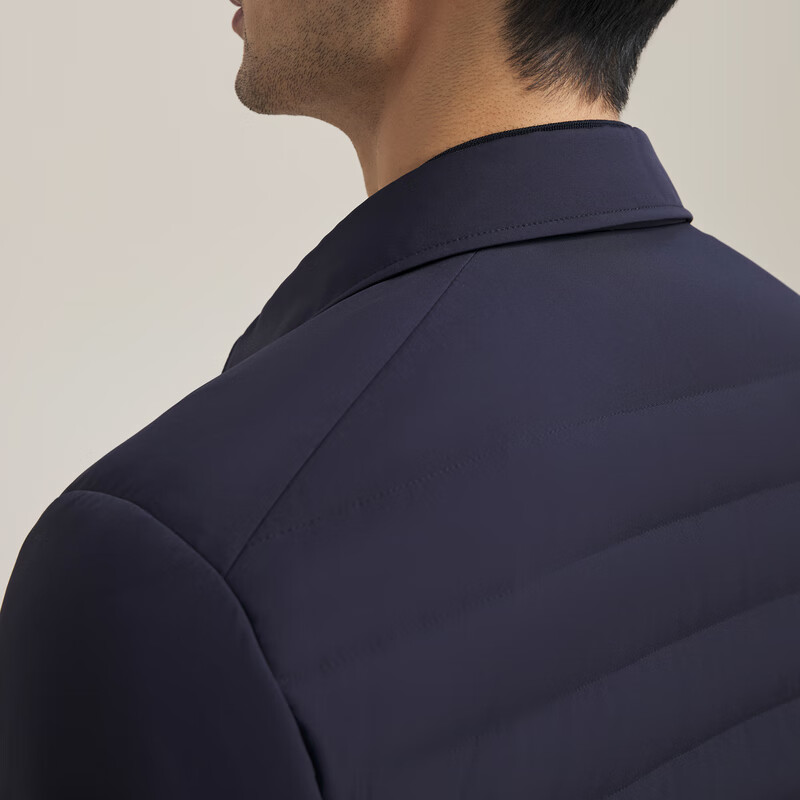 MAYOR男装 秋冬翻领衬衫款鹅绒羽绒服蓬松保暖轻便羽绒服 藏青 L (175/96A)