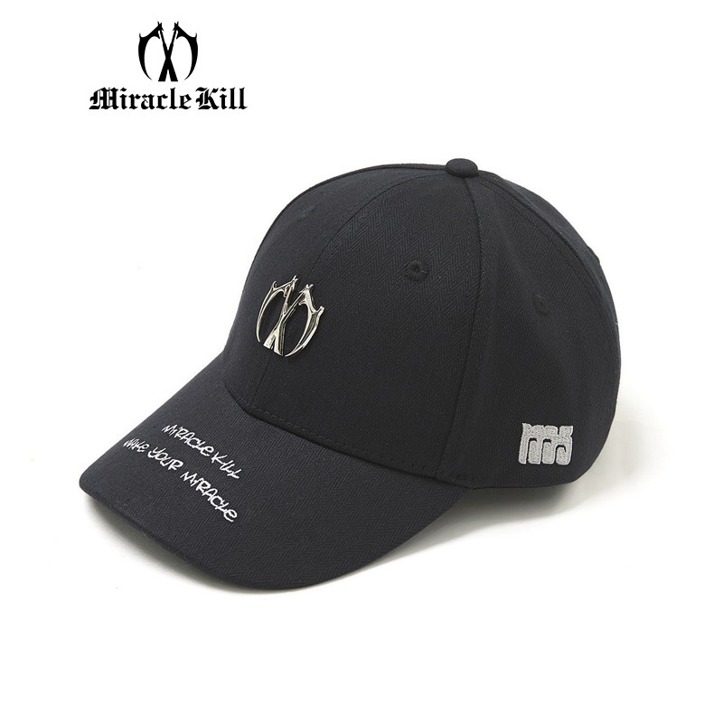 miracle kill秋冬新款经典双刀logo黑白基础款鸭舌帽休闲棒球帽男