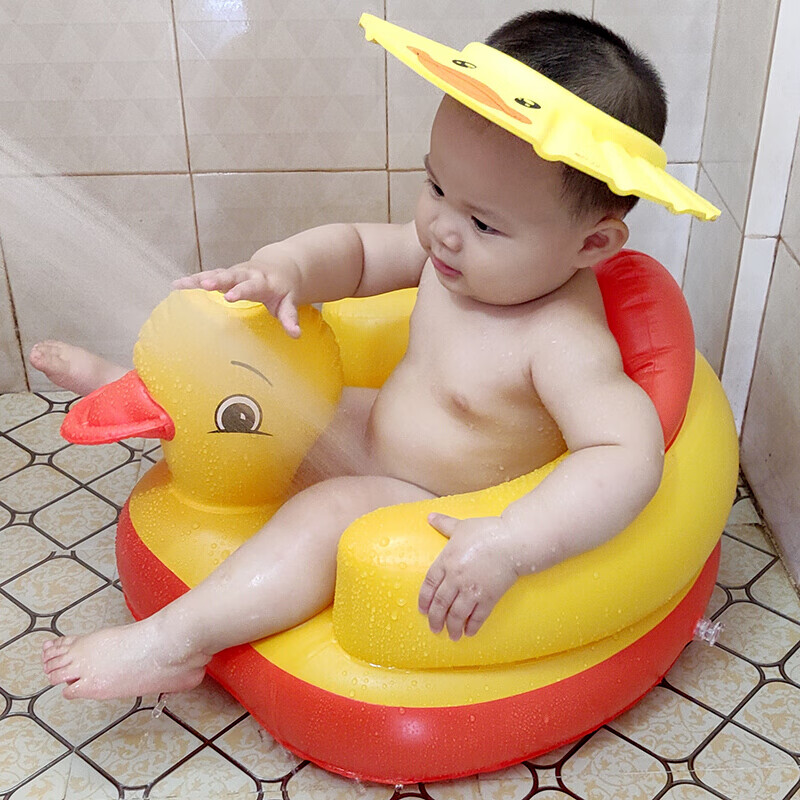 幼婴儿小沙发宝宝学坐椅神器学座椅防摔充气垫训练坐立凳月BB餐椅 加厚发声B哨小黄鸭 音乐款 (发光50首儿歌)