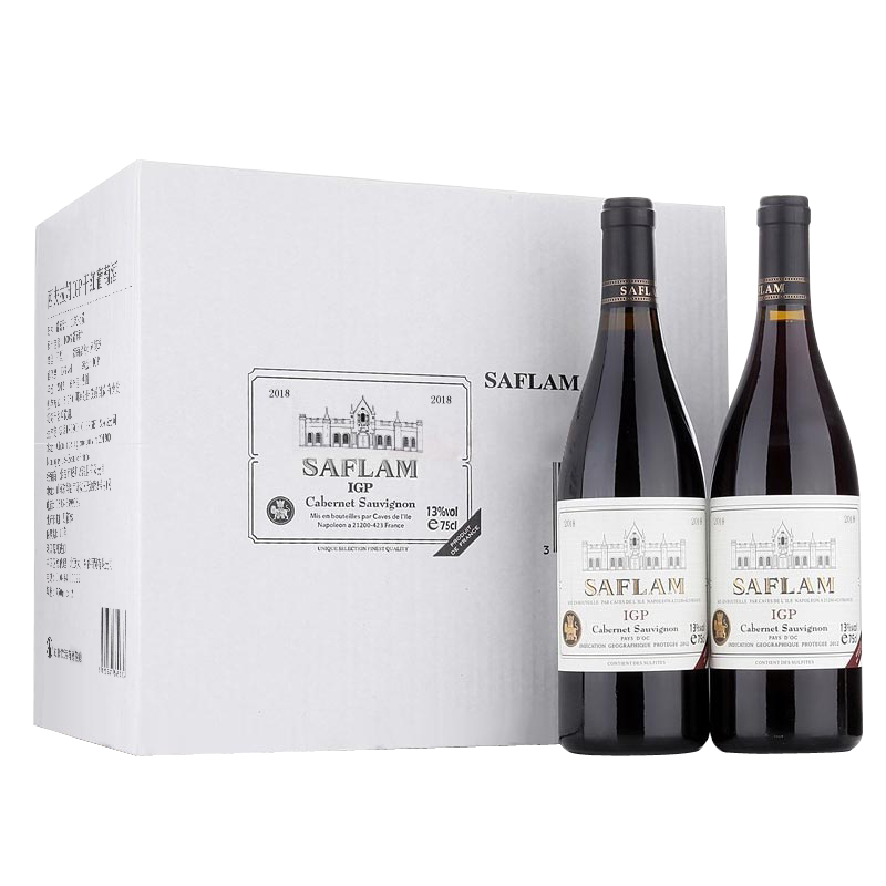 查询西夫拉姆IGP赤霞珠干红葡萄酒750ml*12瓶整箱装法国进口红酒历史价格
