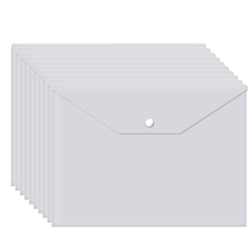 递乐 A4莫兰迪色系按扣文件袋学生试卷收纳袋公文袋发票资料收纳袋文件袋文具 10个装1475灰色