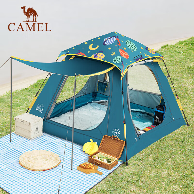骆驼骆驼户外露营三门全自动帐篷户外便携折叠野营公园野餐防雨防晒