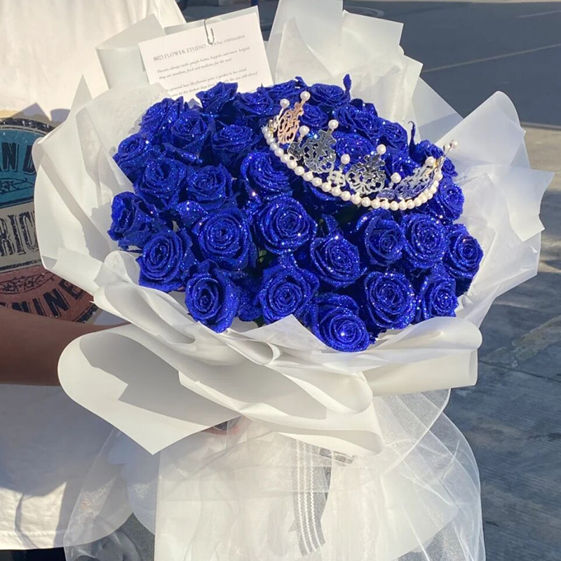520鲜花同城速配33朵蓝色妖姬玫瑰花束真花生日礼物送女友老婆爱人