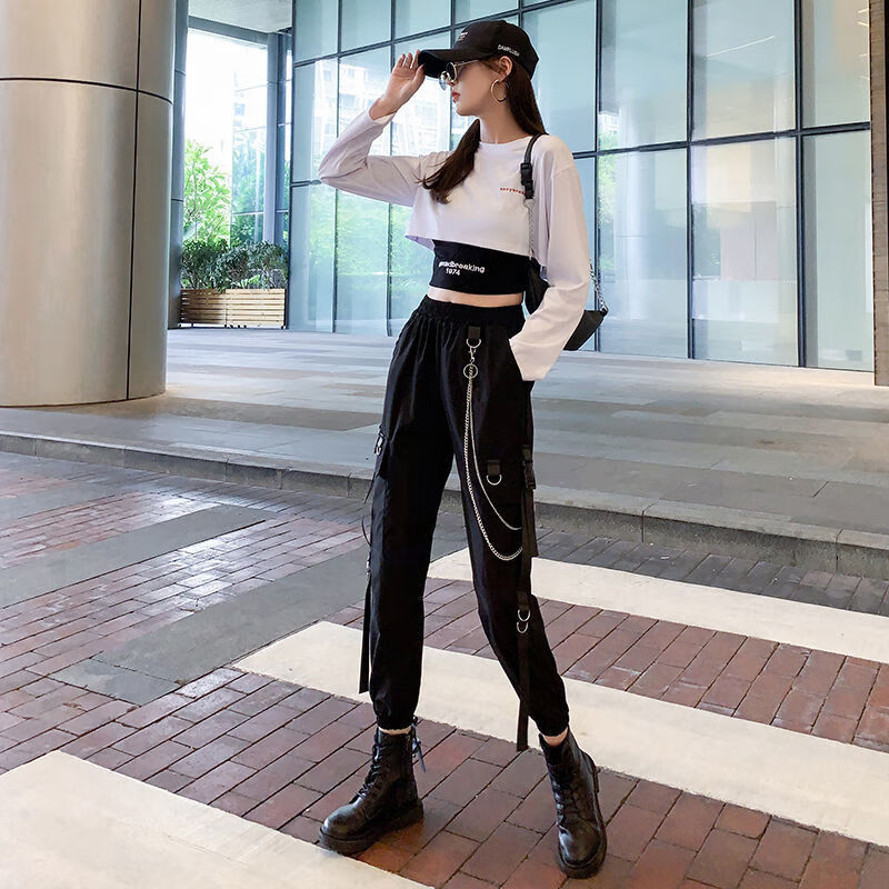 秋季女生爵士舞服装女套装成人工装裤女套装帅气超酷秋装时尚学生洋气