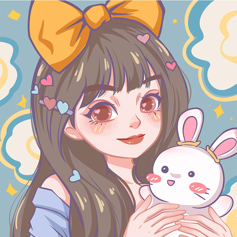 q版手绘头像卡通人物形象动漫设计情侣漫画真人照片画头像定制作 红色