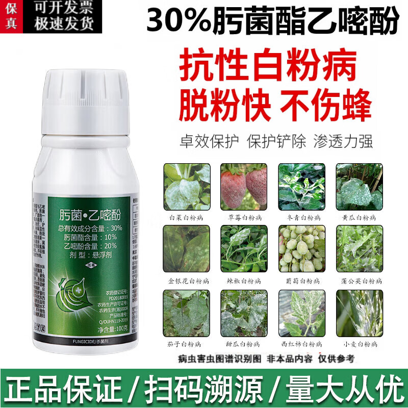 30%肟菌酯乙嘧酚蔬菜草莓番茄辣椒葡萄锈病白粉病专用农药杀菌剂( 100