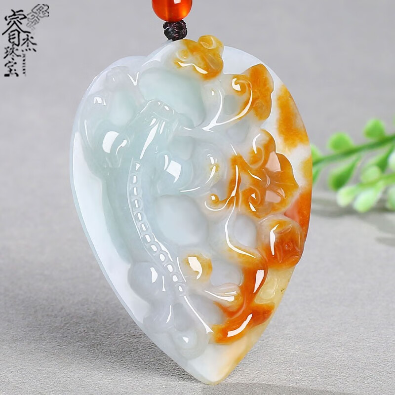 睿杰珠宝孤品翡翠a货貔貅吊坠男女款黄翡树叶如意貔貅玉坠玉佩挂件