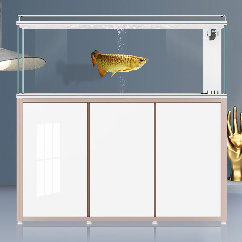 彩鲽鱼缸超白生态底滤鱼缸龙鱼缸原生南美缸可造景全滴流式过滤带循环 SE-白色【白缸透明胶】 尊享版-900*535【缸高55/柜高93】