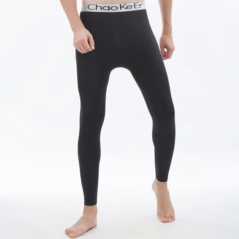 男士秋裤加绒单件衬裤秋冬打底裤修身加大码青年秋裤 黑色--普通 m