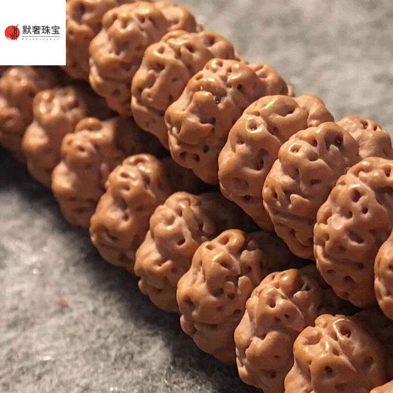 默奢 矮桩小金刚菩提子108颗梅花桩双龙纹手串男女盘龙纹原籽佛珠