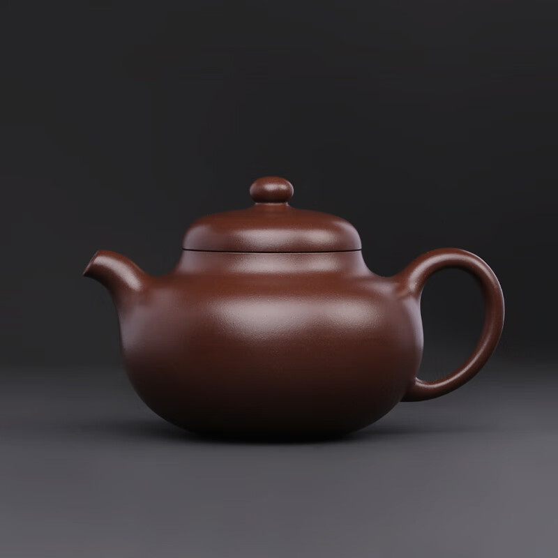 藏壶天下【景舟窑珍藏】宜兴紫砂壶 高温老紫泥柿圆壶 吕盘军全手工