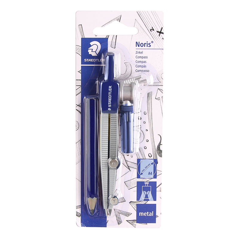 施德樓（STAEDTLER）圓規 兩用款小學(xué)初中高中生考試作圖工具 金屬工程制圖繪圖文具套裝吊卡裝55060BK