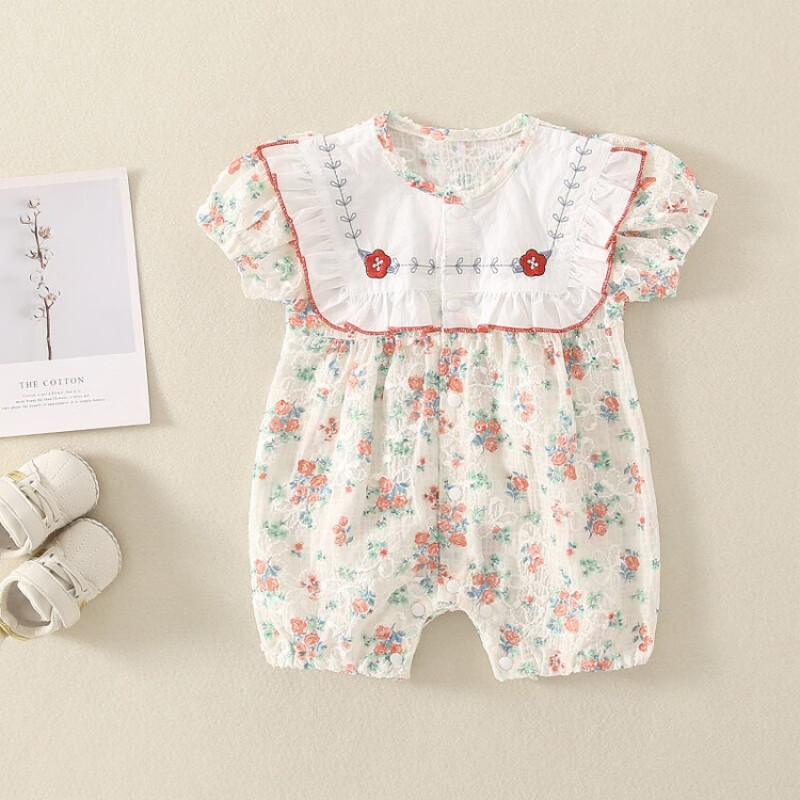 哈兜儿婴儿夏装薄套装网红ins公主超萌3女宝宝连体衣服5新生儿0-6个月