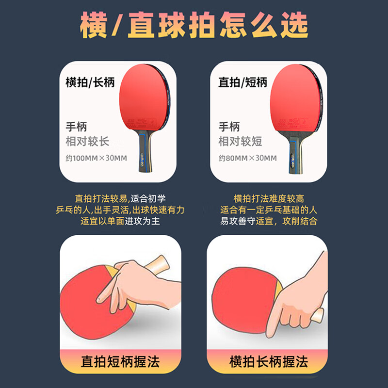 双鱼;DOUBLE FISH乒乓球拍套装 专业级 比赛款 实战顶端球拍 双拍 横拍直拍 初学者 豪华旗舰版 【短柄直拍2支】