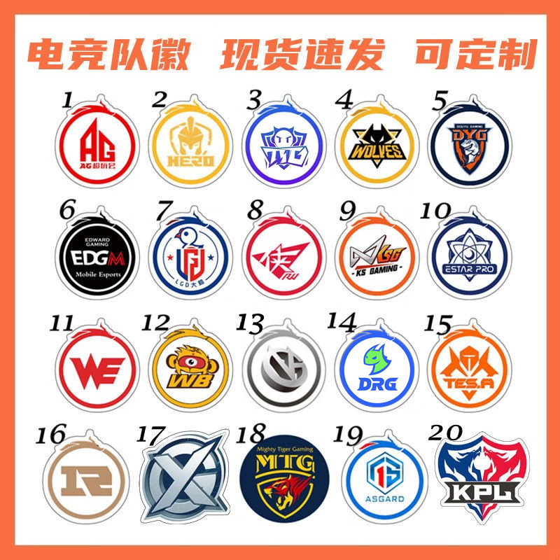 萌娱王者荣耀战队徽章 电子竞技徽章周边王者荣耀队徽应援胸针hero成