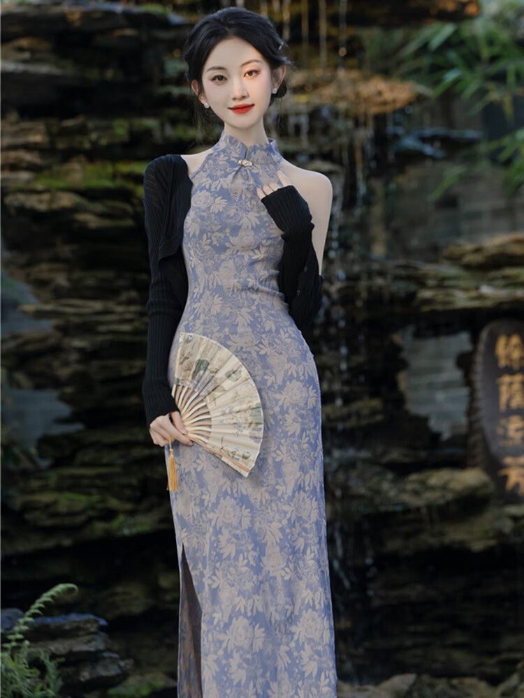 贺杨喻民国风改良复古提花新中式收腰显瘦无袖旗袍连衣裙子女季夏两件