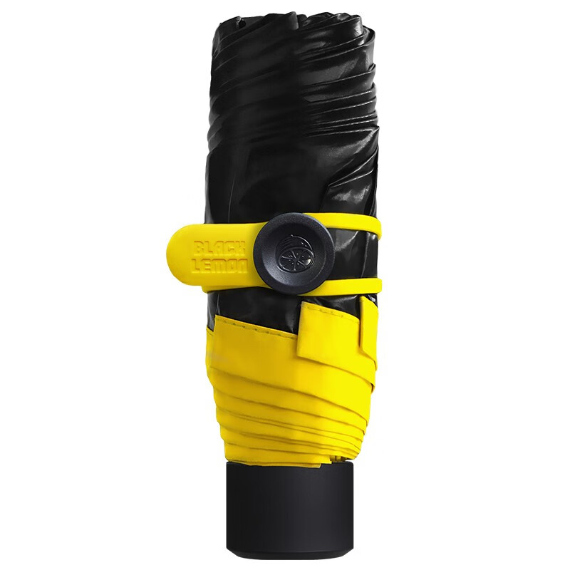 黑柠檬（BLACK LEMON）nano经典系列时尚撞色轻巧便携小黑伞五折伞女折叠晴雨伞 柠檬黄