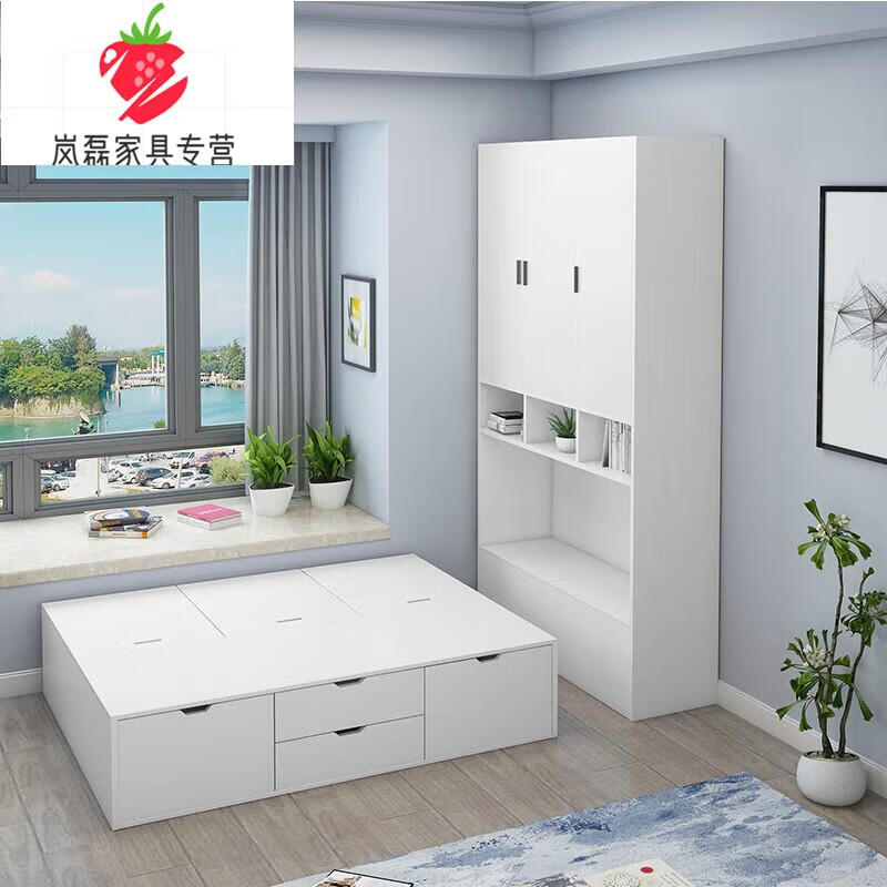 简约小户型衣柜床一体榻榻米组合省空间多功能收 床 衣柜组合生态板