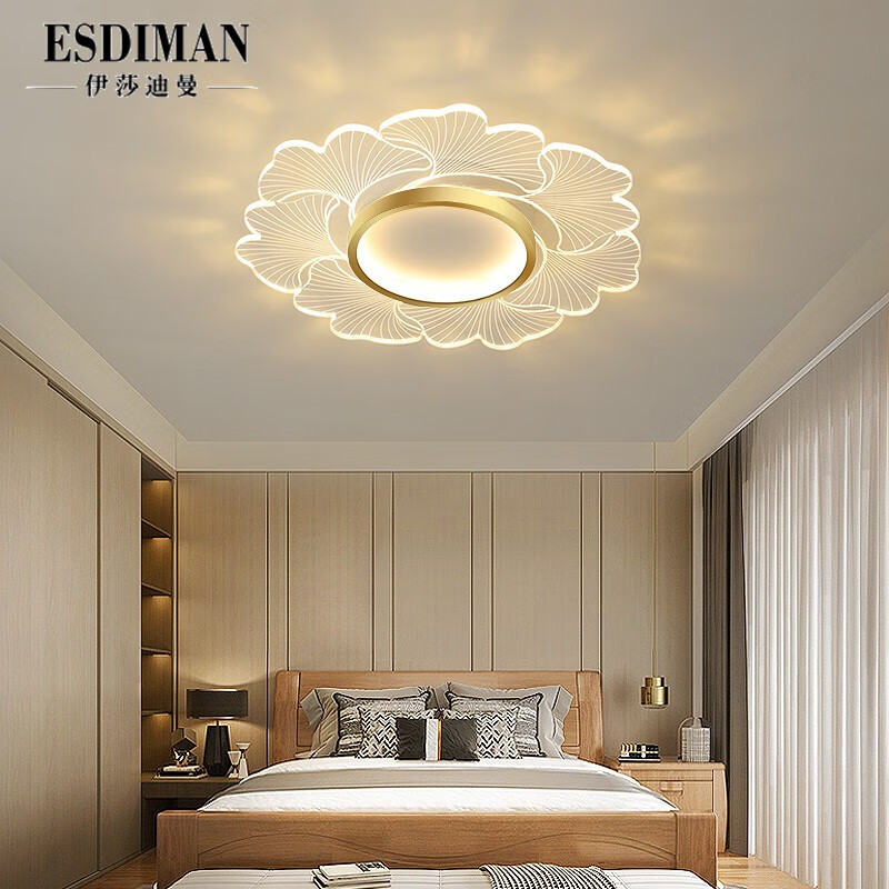ESDIMAN 卧室灯现代简约LED吸顶灯 金色 42cm白光