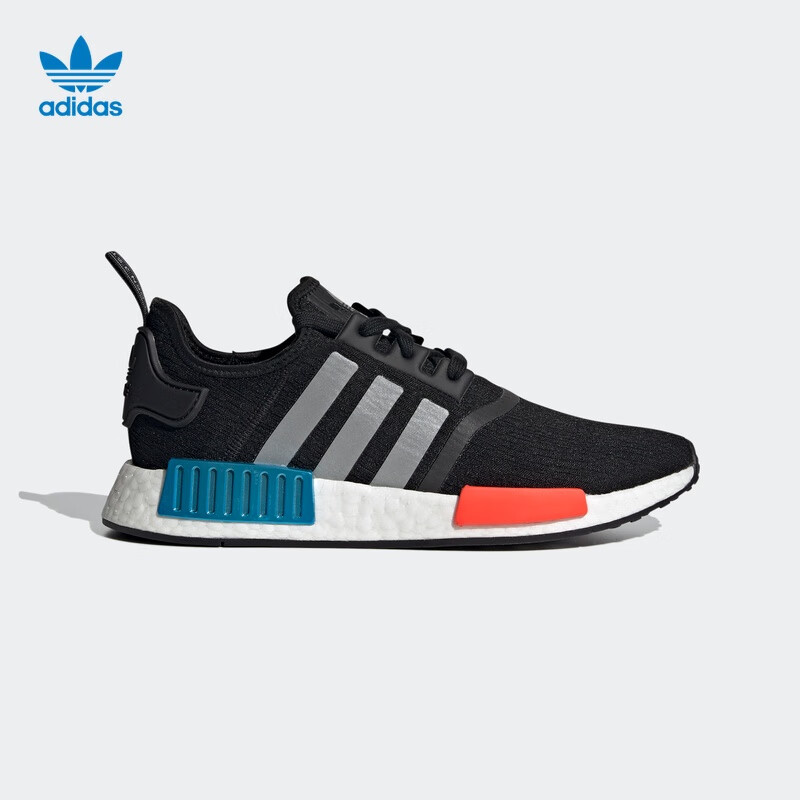 阿迪达斯官网 adidas 三叶草 NMD_R1 男鞋经典低帮运动鞋FY5727 黑/银 41(255mm)