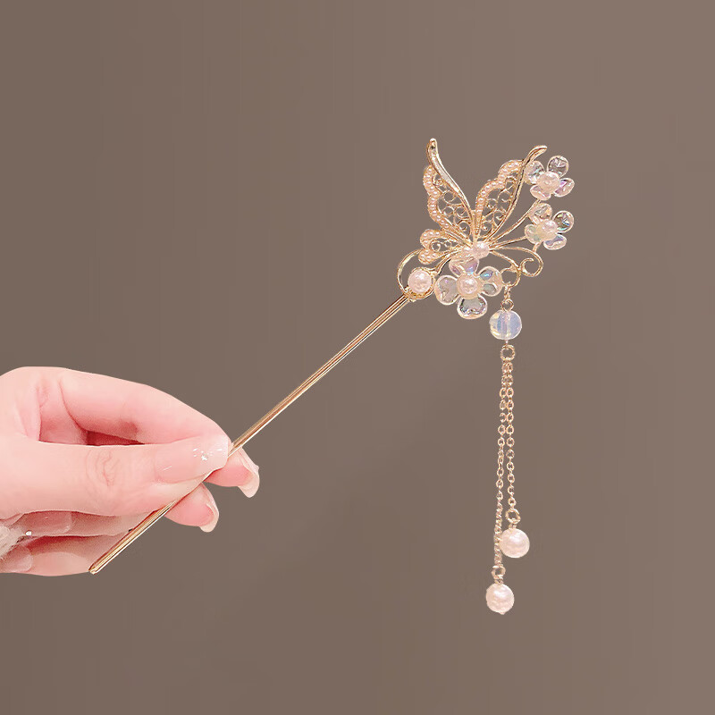 森缇(senti)蝴蝶气质古风步摇发簪汉服古装头饰高级感发钗女中式盘发