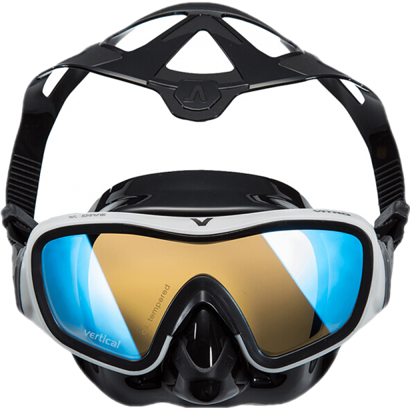 威帶夫潛水（V.DIVE Vertical） 游泳鏡 大視野面鏡潛水鏡呼吸管套裝 水肺深潛兩用面鏡 M103B(UV款籃框面鏡)