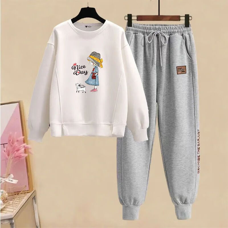 卫衣上衣女搭配高腰裤工装裤单/套装秋冬新款运动休闲套装刺绣时尚