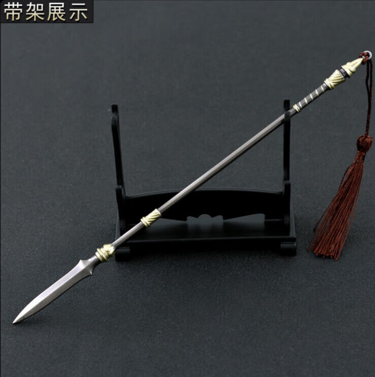 方天画戟古代冷模型赵云龙枪亮银枪吕布方天画戟全金属玩具摆件 赵云