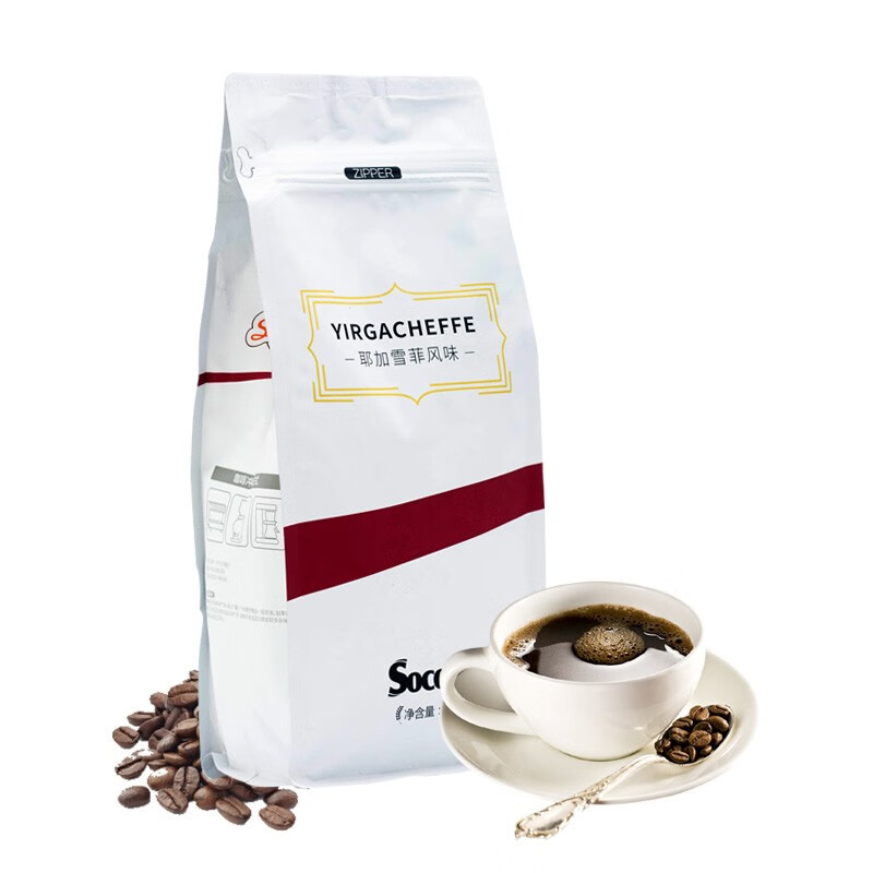 socona索可纳耶加雪啡风味咖啡豆1kg量贩装 精选新鲜烘焙现磨手冲黑