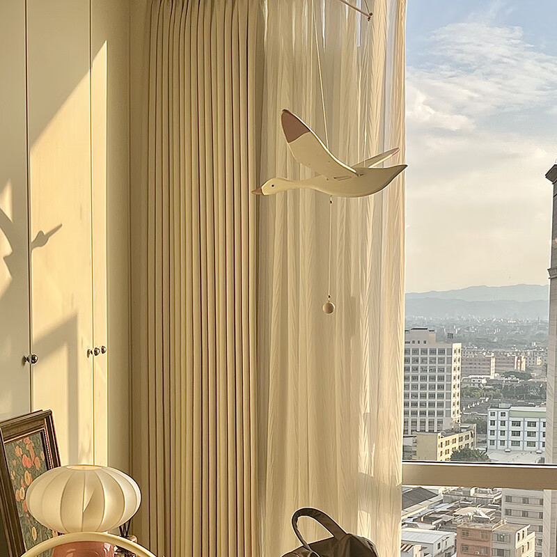 丹麦燕子空中吊饰大雁挂件会飞的海鸥平衡悬挂木制鸟装饰品