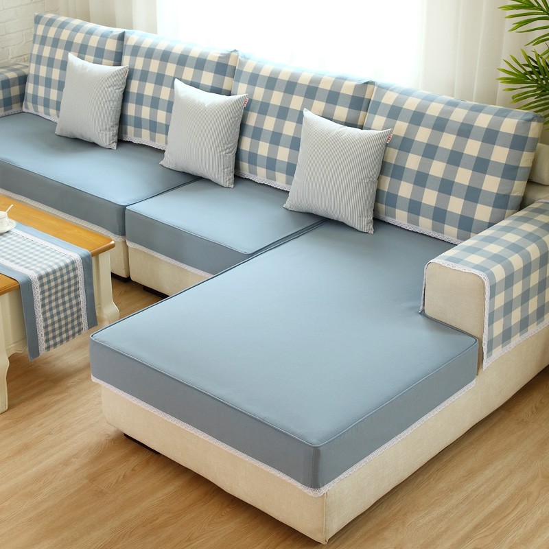 天使雅儿新品布艺沙发笠防滑可定制沙发套盖巾春夏皮四季可用 湖水蓝