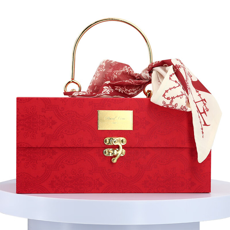 朵玮现货小红书网红伴手礼礼盒ins风创意伴手礼盒空盒包装盒 红色(含丝巾) 小号25x14x12.3cm