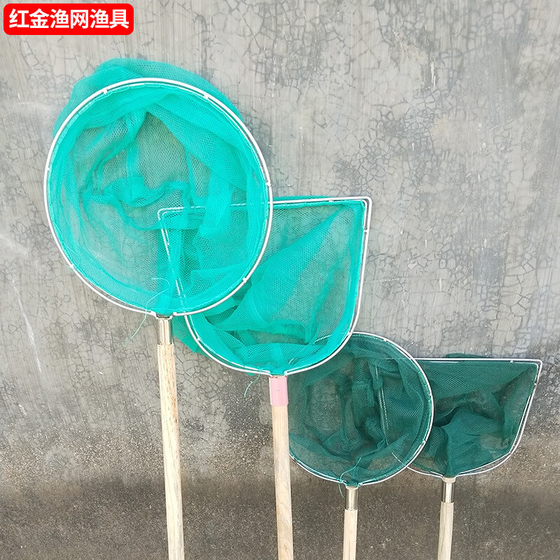 厂家批发木柄双框无结网木柄抄网捞鱼网无结网布网兜渔捞渔网渔具 方