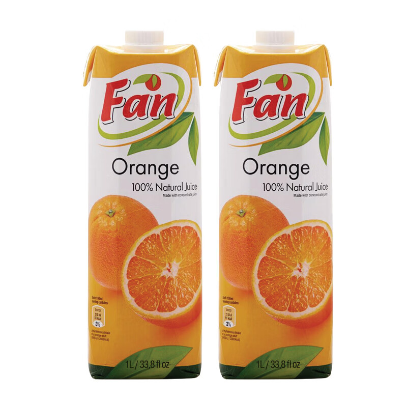 中粮进口橙汁塞浦路斯Fan纯果芬风味橙汁果汁饮料1L×2瓶饮料 1L 2瓶 纯果芬橙汁