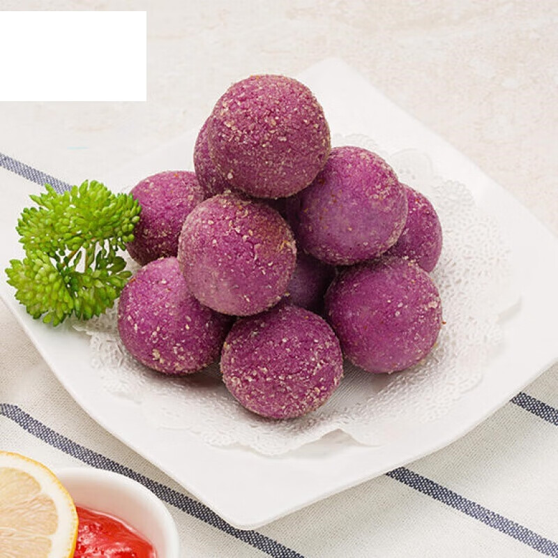 虎钢馋紫薯豌豆球36个 油炸小吃 甜点紫薯丸子冷冻半成品面点心280g*3